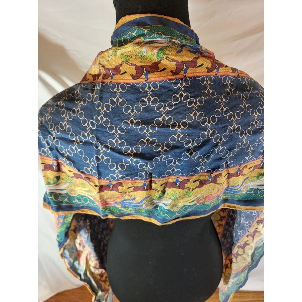 Dagmar‎ G Rectangle 100% Silk Equestrian Scarf Horses